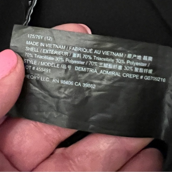 THEORY Demitria Admiral Crepe Flared Pants - BLACK  Work Pants Side Zip - Picture 6 of 7